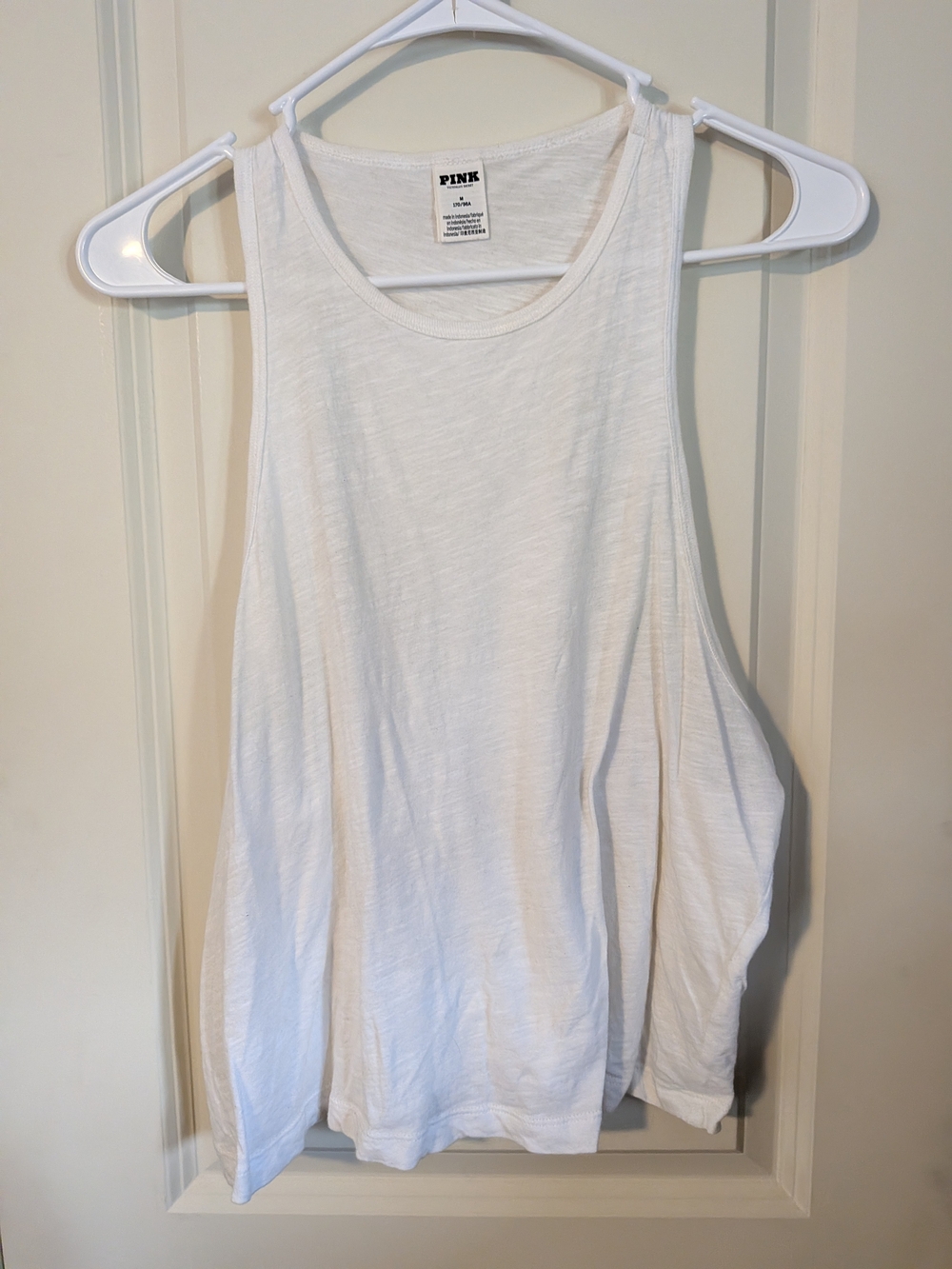 PINK Victoria's Secret White Slub Racerback Tank